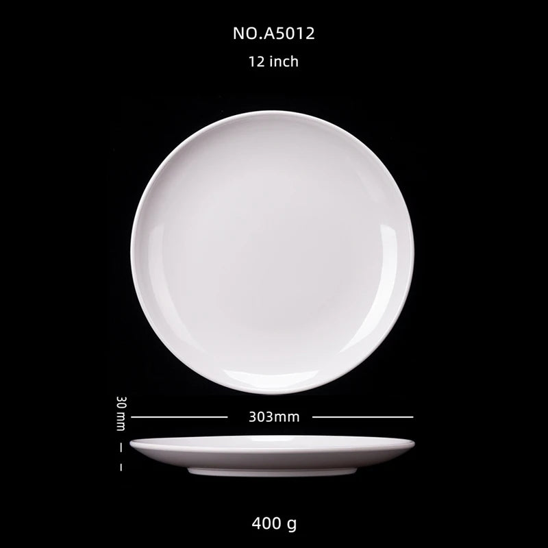 Purism 8-14 Inch Round White Melamine Dinner Plate Hotel Western Steak Trays Dessert Bone TablewareDishes Plastic Imitation Porcelain