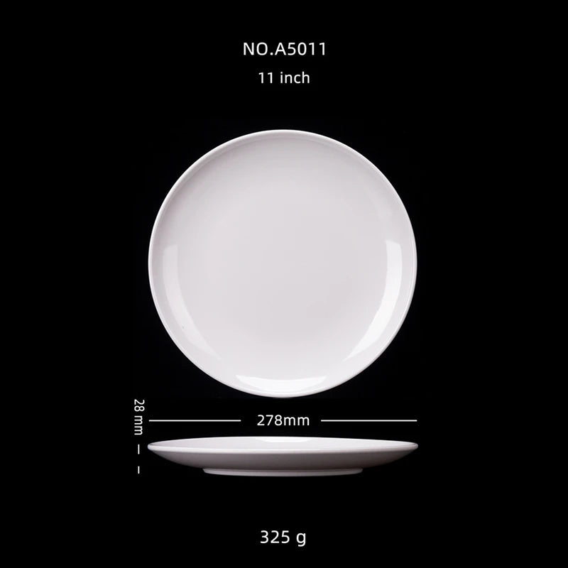 Purism 8-14 Inch Round White Melamine Dinner Plate Hotel Western Steak Trays Dessert Bone TablewareDishes Plastic Imitation Porcelain