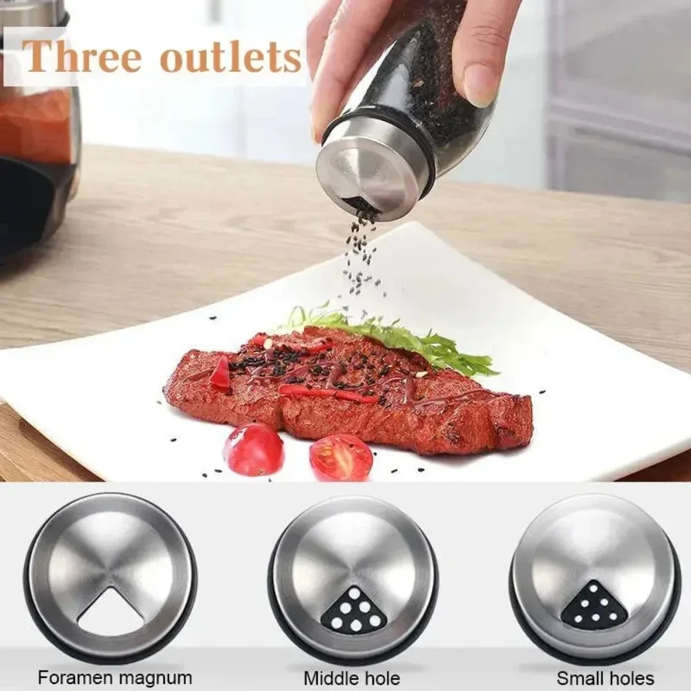 Purism 7pcs Spice Jar Set Rack Glass Organizer Rotating Glass Seasoning Sugar Pepper Bottles Salt Shakers Holder Kitchen Storage Rack
