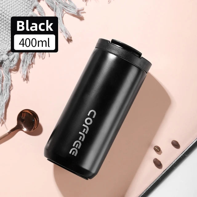 Purism 400ML Stainless Steel Coffee Thermos Bottle Thermal Mug Leakproof Car Vacuum Flasks Coffee Cup Travel Portable Insulated Bottles