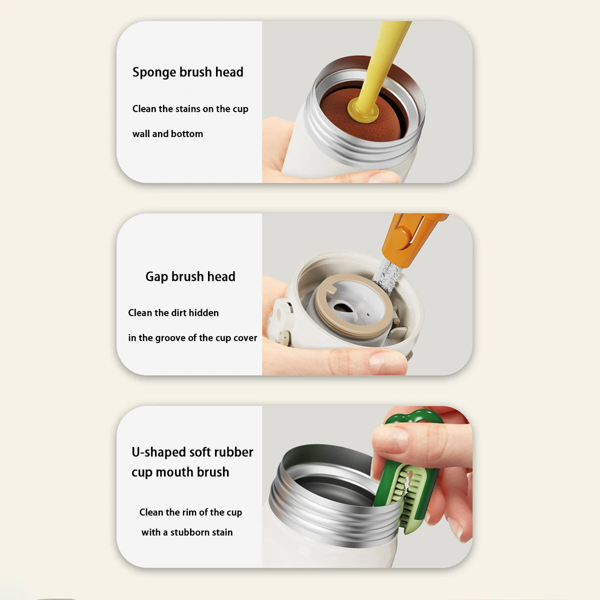 Purism 3 in 1 Multifunctional Household Cleaning Brush Carrot Long Handle Cup Scrubber Useful Things For Kitchen Accessories