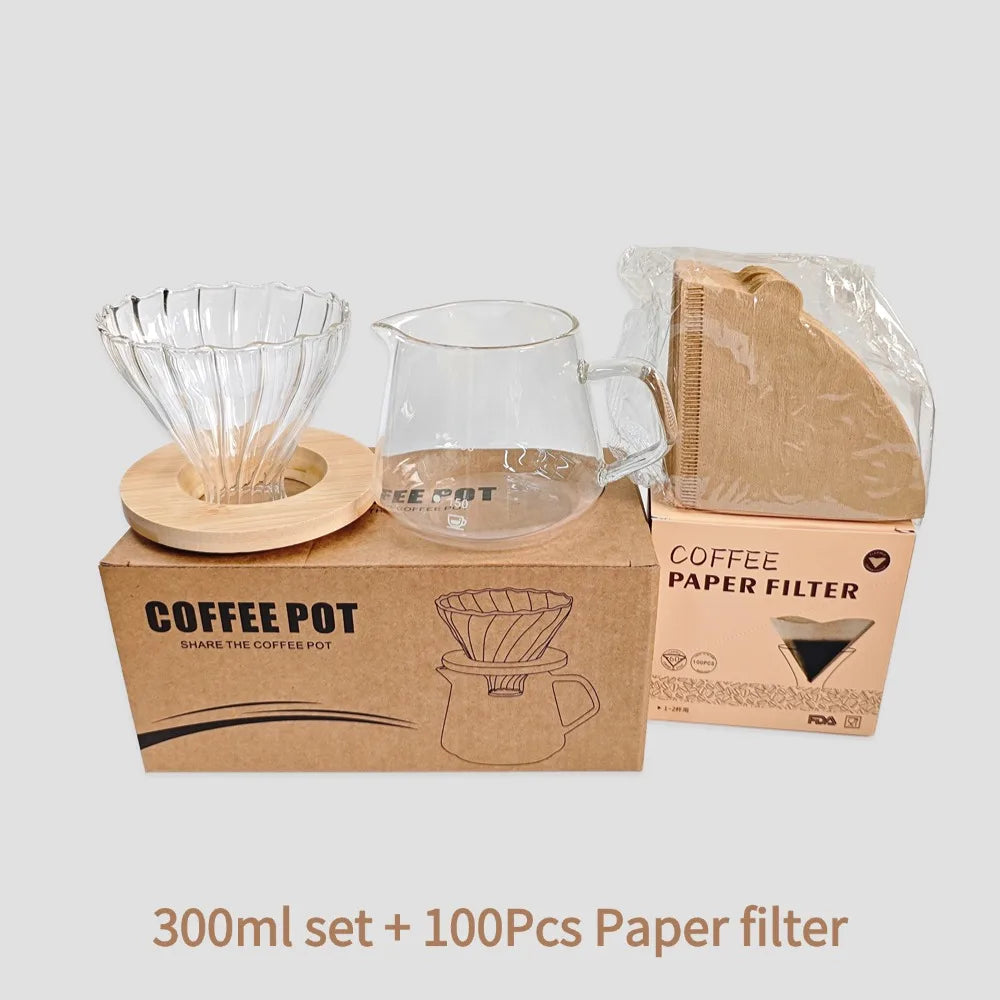 Daddy's Choice  Punana 600ml Pour Over Coffee Maker Set Glass Carafe Coffee with Glass Coffee Filter Drip Coffee Maker Set for Home or Office