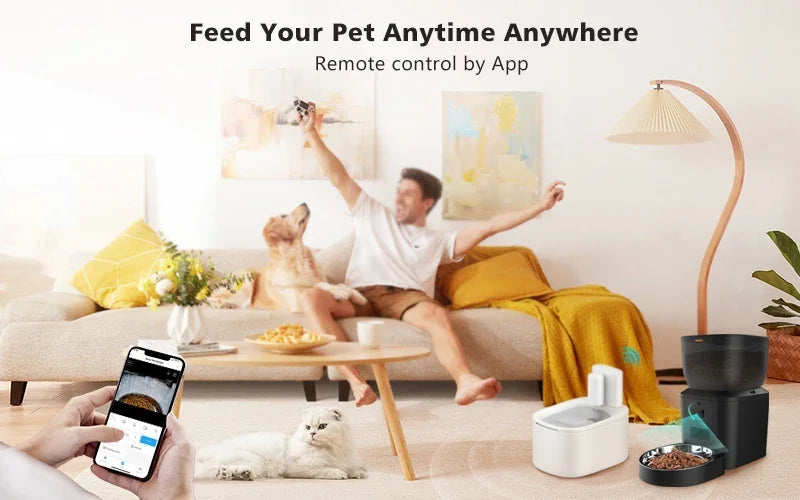 Purism Smart Automatic Pet Feeder Tuya Cat Feeder Camera WiFi Dog Food Dispenser With Stainless Steel Bowl
