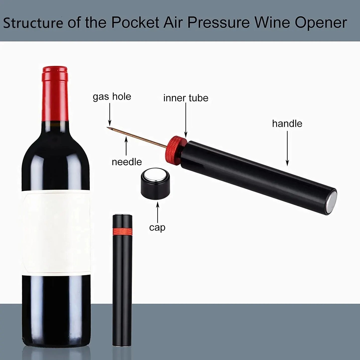 Daddy's Choice  1PC Portable Wine Opener Wine Air Pressure Pump Bottle Opener Tools Bar Accessories for Home Restaurant Party