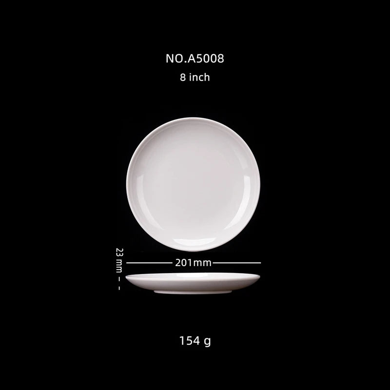 Purism 8-14 Inch Round White Melamine Dinner Plate Hotel Western Steak Trays Dessert Bone TablewareDishes Plastic Imitation Porcelain