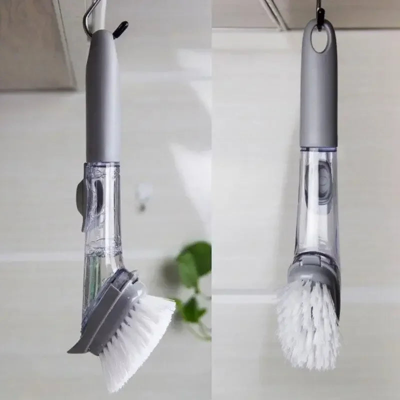 Daddy's Choice  Refillable Liquid Cleaning Brush Kitchen Bowl Scrubber Cleaning Sponge Long Handle Dispenser Cleaner Tool with Dish Soap Washing