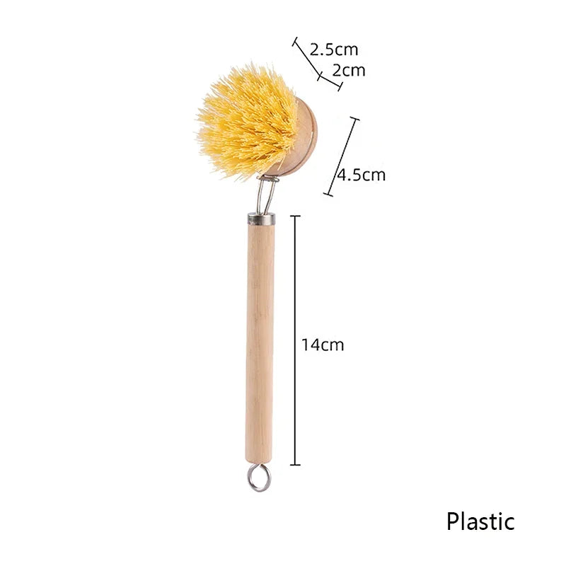 Purism Replaceable dish brush Long wooden handle Household Cleaning Brush Useful things for kitchen Cleaning Tool