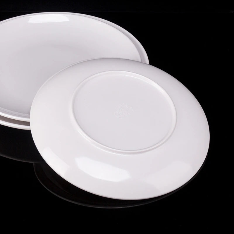 Purism 8-14 Inch Round White Melamine Dinner Plate Hotel Western Steak Trays Dessert Bone TablewareDishes Plastic Imitation Porcelain