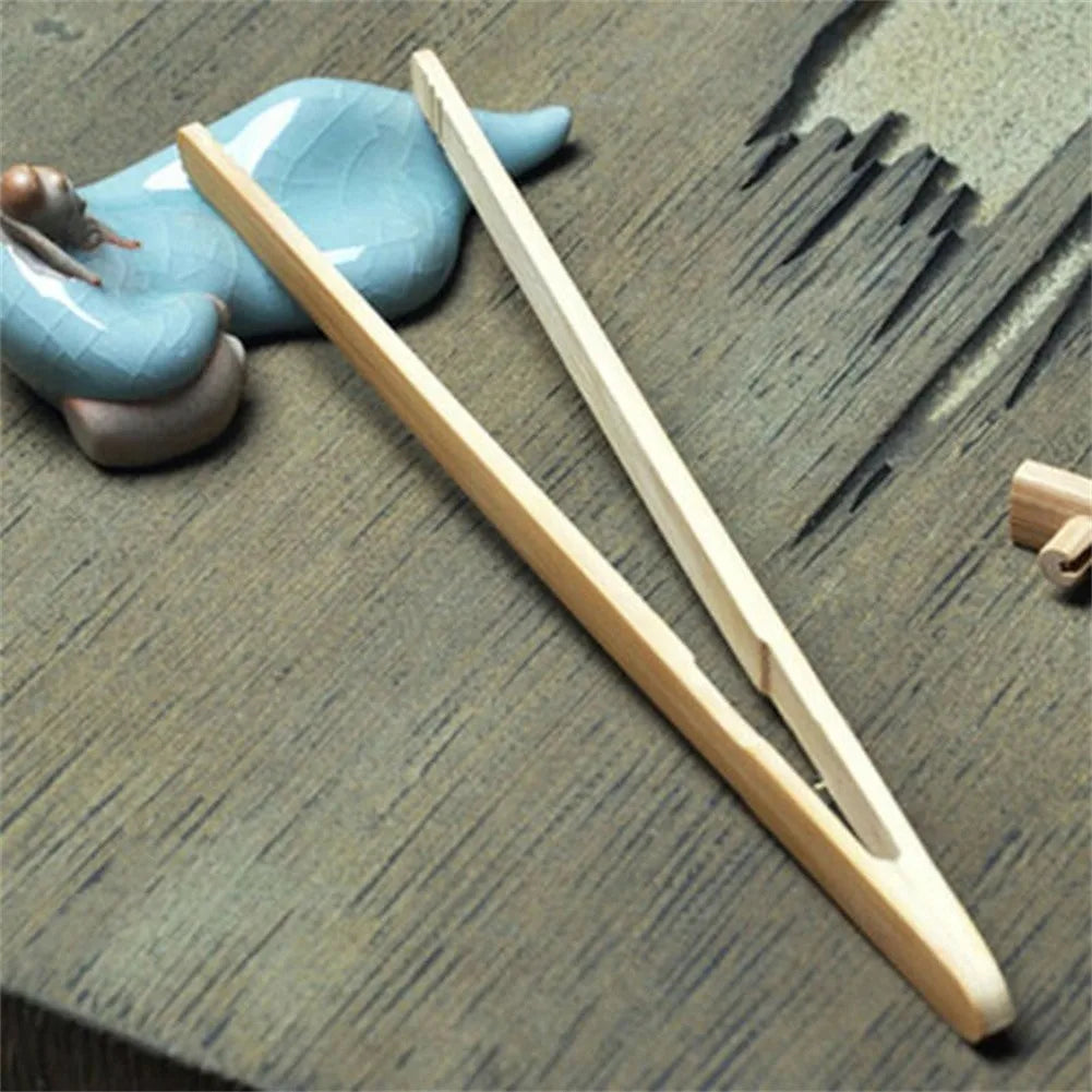 Daddy's Choice 2Pcs 18cm Bamboo Wood Wooden Food Toast Salad Tongs Toaster Bacon Sugar Ice Tea Tong Tea Clips Teaware For Kitchen