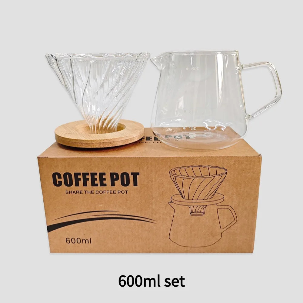Daddy's Choice  Punana 600ml Pour Over Coffee Maker Set Glass Carafe Coffee with Glass Coffee Filter Drip Coffee Maker Set for Home or Office