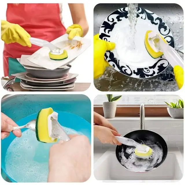 Daddy's Choice 7Pcs Heavy Duty Dish Wand Sponge Refill Replacement Heads for Kitchen Sink Cleaning Dish Wash Sponge
