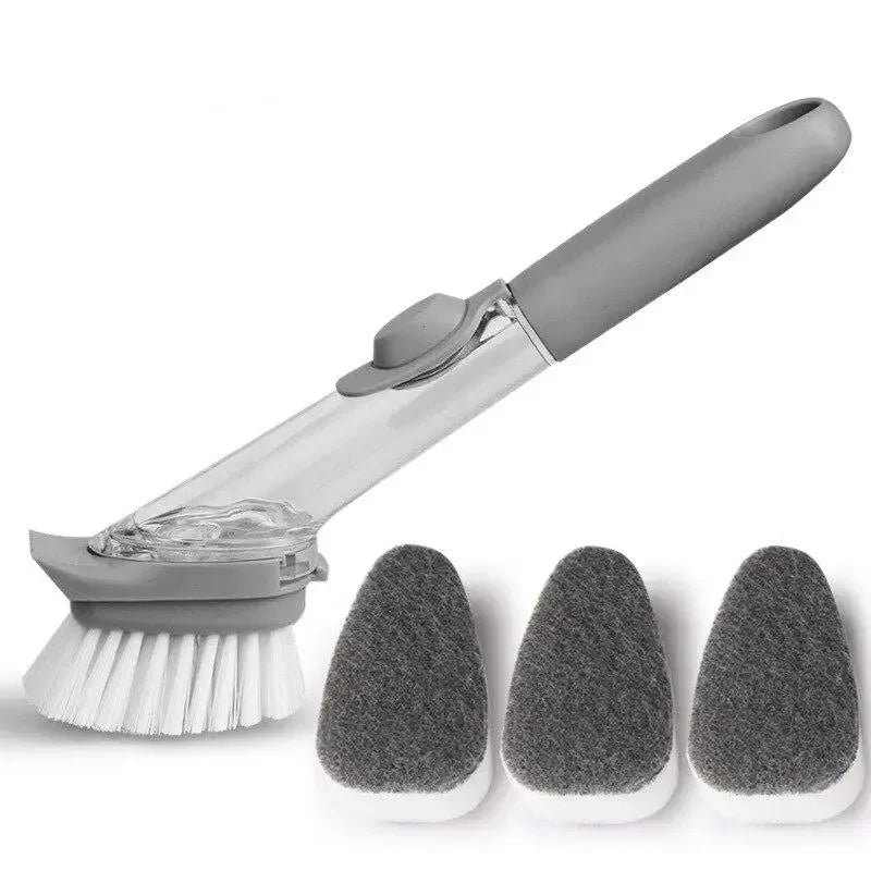 Daddy's Choice  Refillable Liquid Cleaning Brush Kitchen Bowl Scrubber Cleaning Sponge Long Handle Dispenser Cleaner Tool with Dish Soap Washing