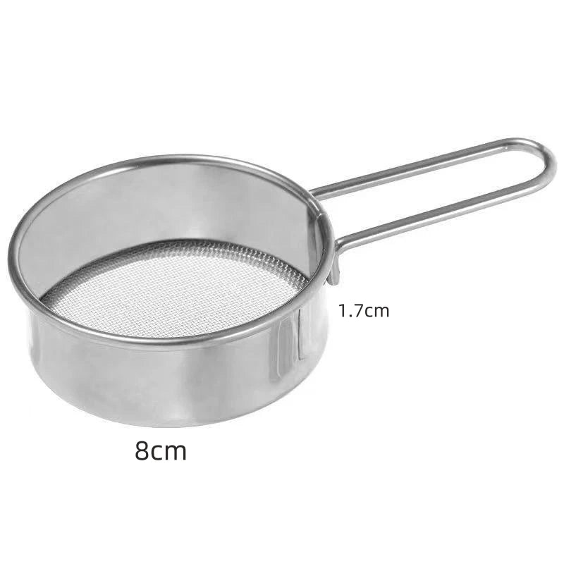 Daddy's Choice Stainless Steel Fine Mesh Sifter Hand-held Sugar Cocoa Matcha Powder Flour Colander 40 Mesh Sieve Hangable Home Kitchen Tools