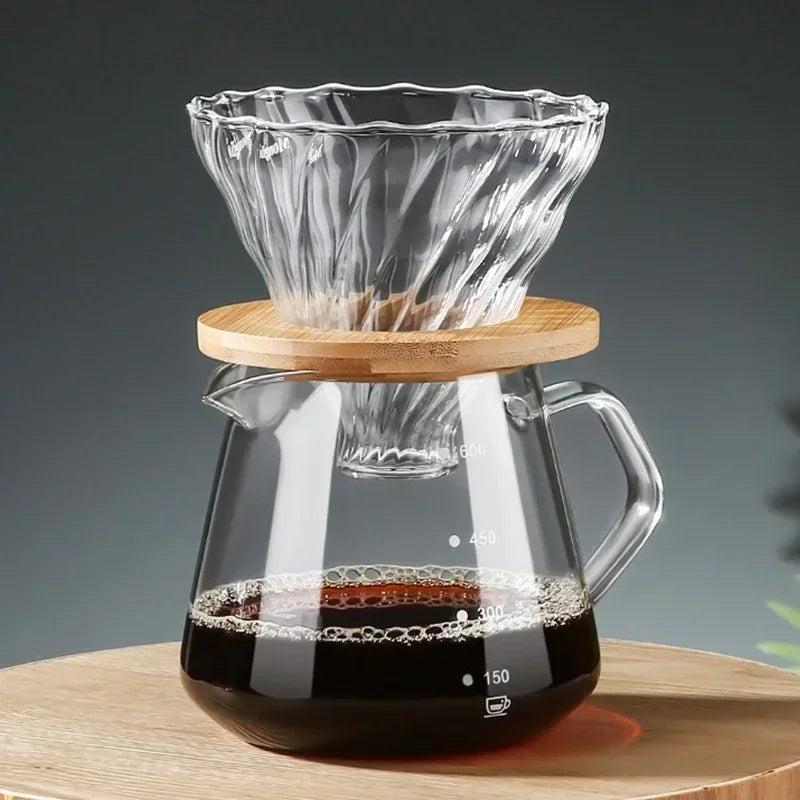 Daddy's Choice  Punana 600ml Pour Over Coffee Maker Set Glass Carafe Coffee with Glass Coffee Filter Drip Coffee Maker Set for Home or Office